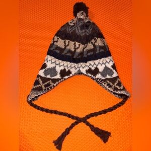 Cozy Brown and Gray Knit Kids Hat